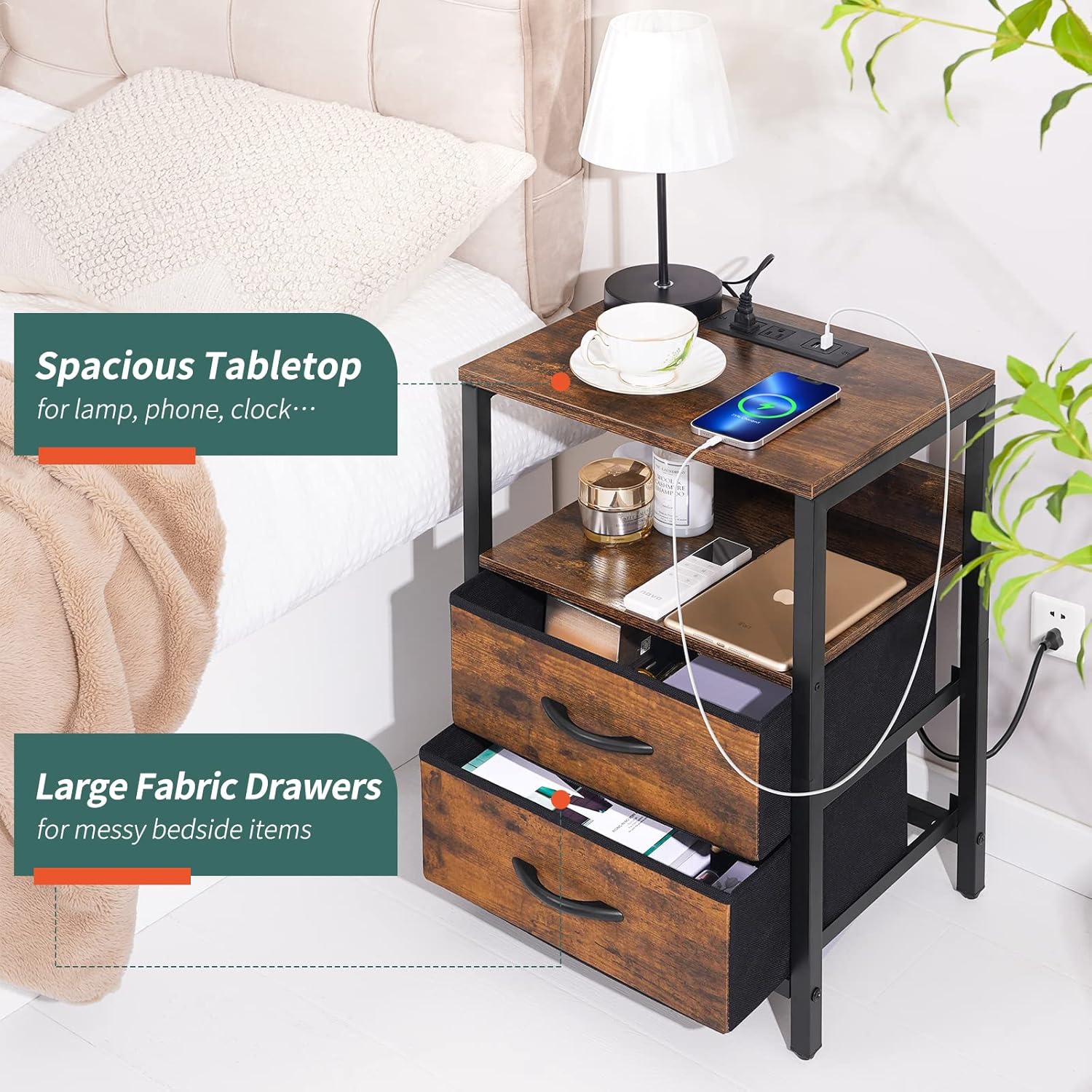 Nightstand with Charging Station